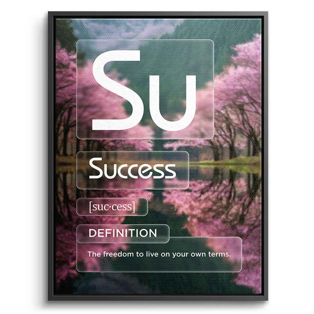 DOTCOMCANVAS® Success (Su) Leinwandbild Version Farbig – Vorderansicht Silberner Rahmen