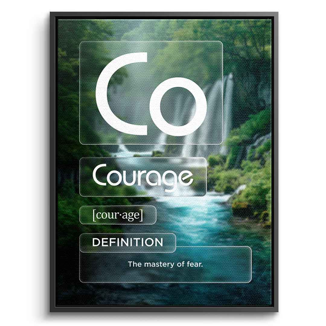 DOTCOMCANVAS® Courage (Co) Leinwandbild Version Farbig – Vorderansicht Silberner Rahmen