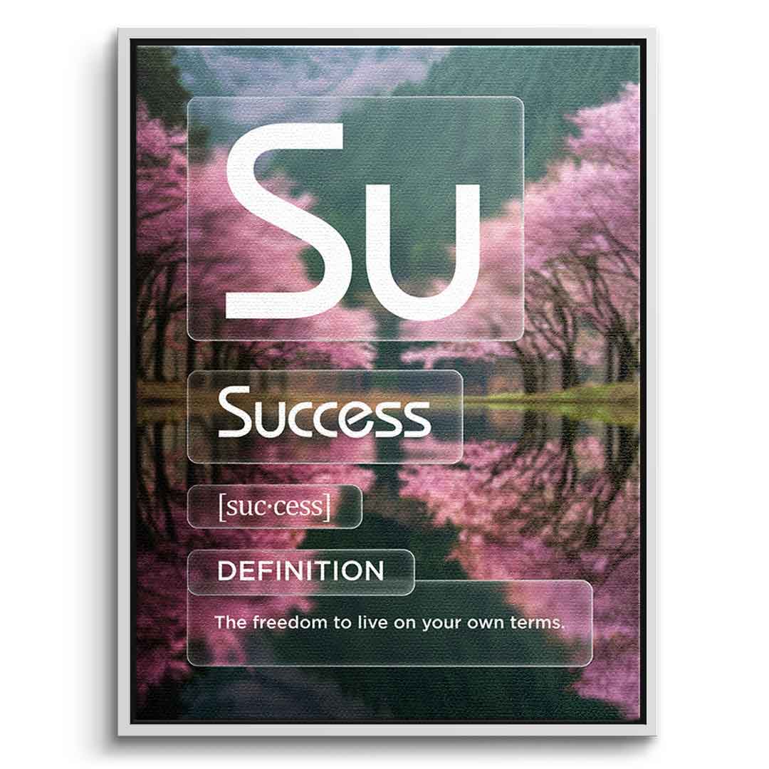 DOTCOMCANVAS® Success (Su) Leinwandbild Version Farbig – Vorderansicht Weißer Rahmen
