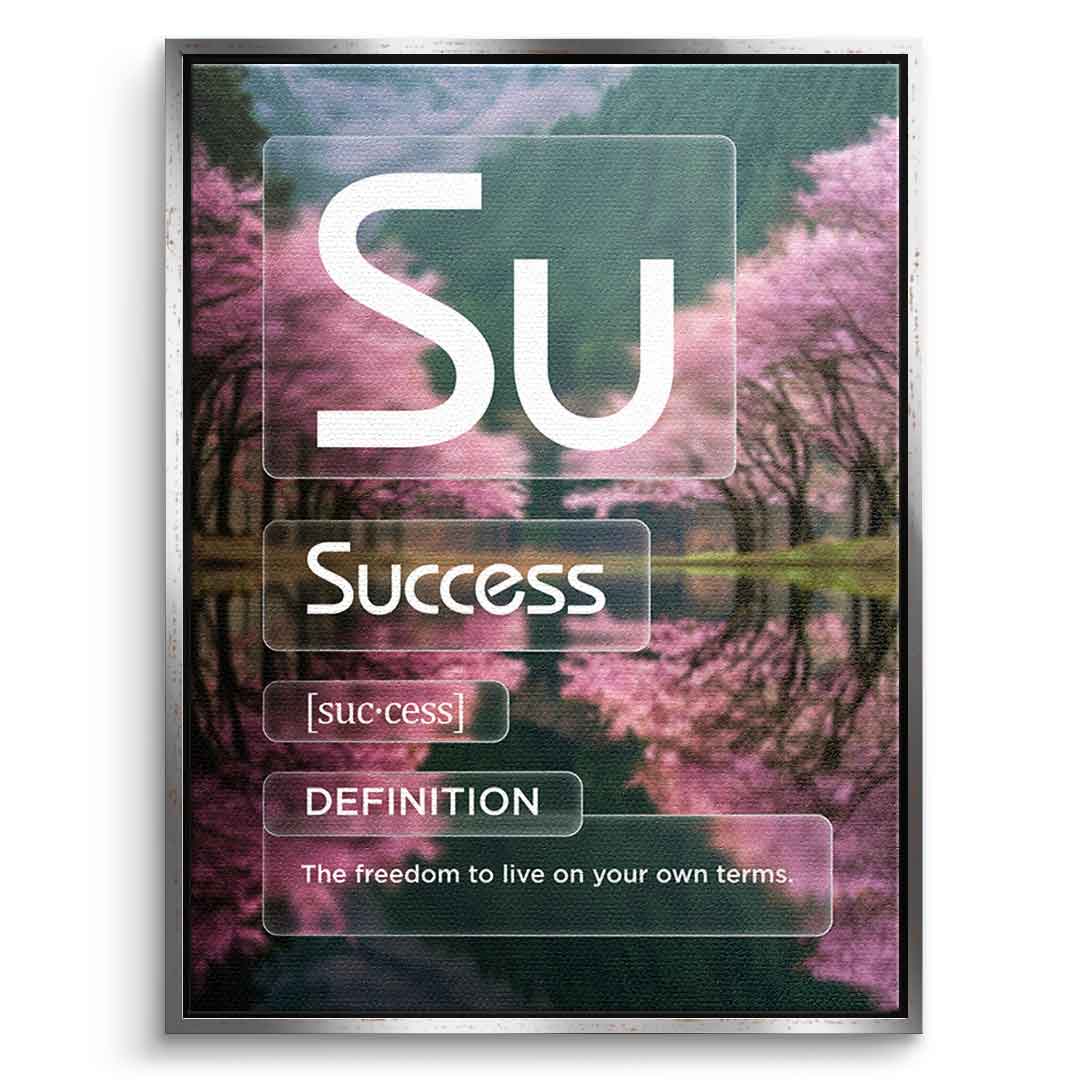 DOTCOMCANVAS® Success (Su) Leinwandbild Version Farbig – Vorderansicht Schwarzer Rahmen