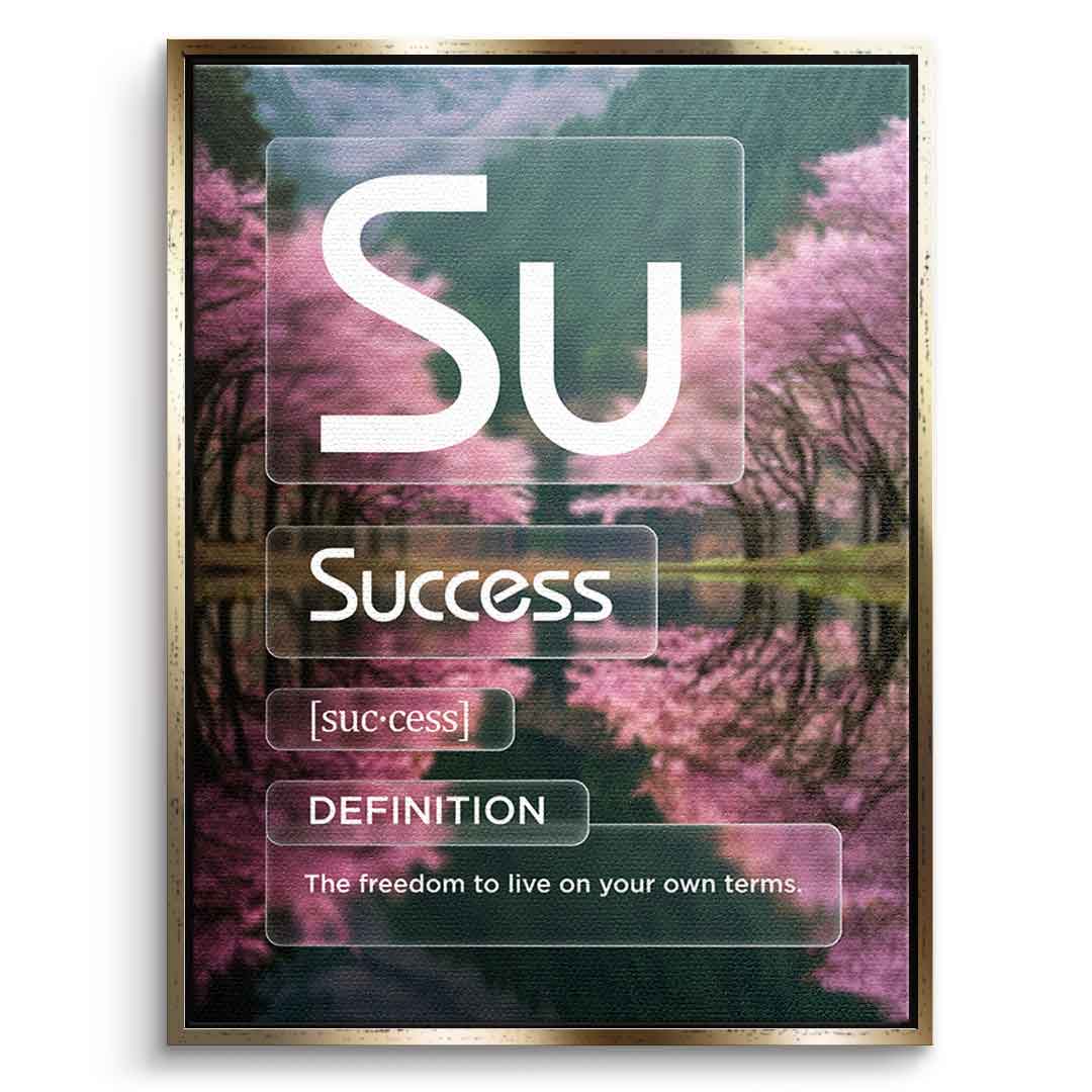 DOTCOMCANVAS® Success (Su) Leinwandbild Version Farbig – Vorderansicht Goldener Rahmen