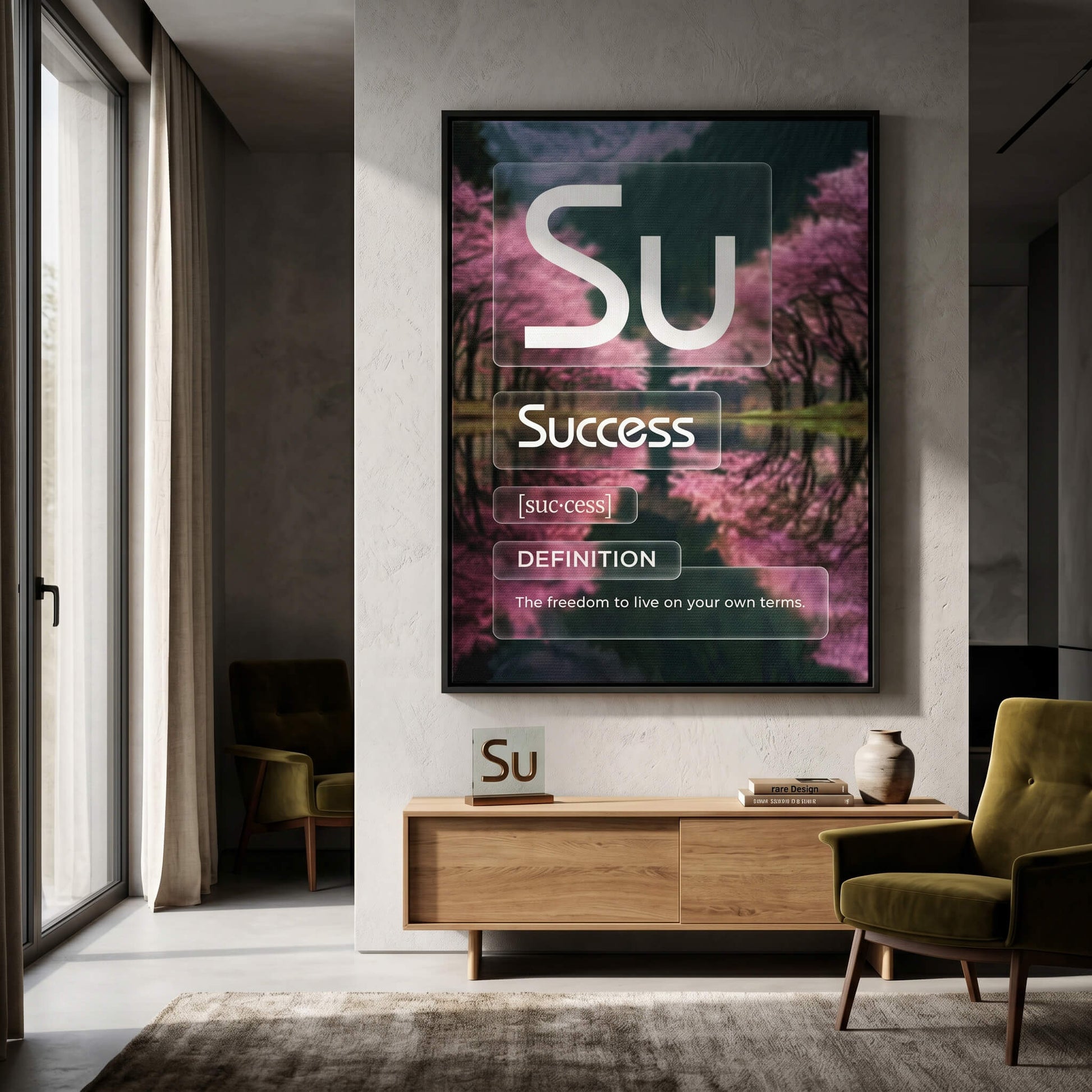 DOTCOMCANVAS® Success (Su) Leinwandbild Version Farbig – Raum-Mockup