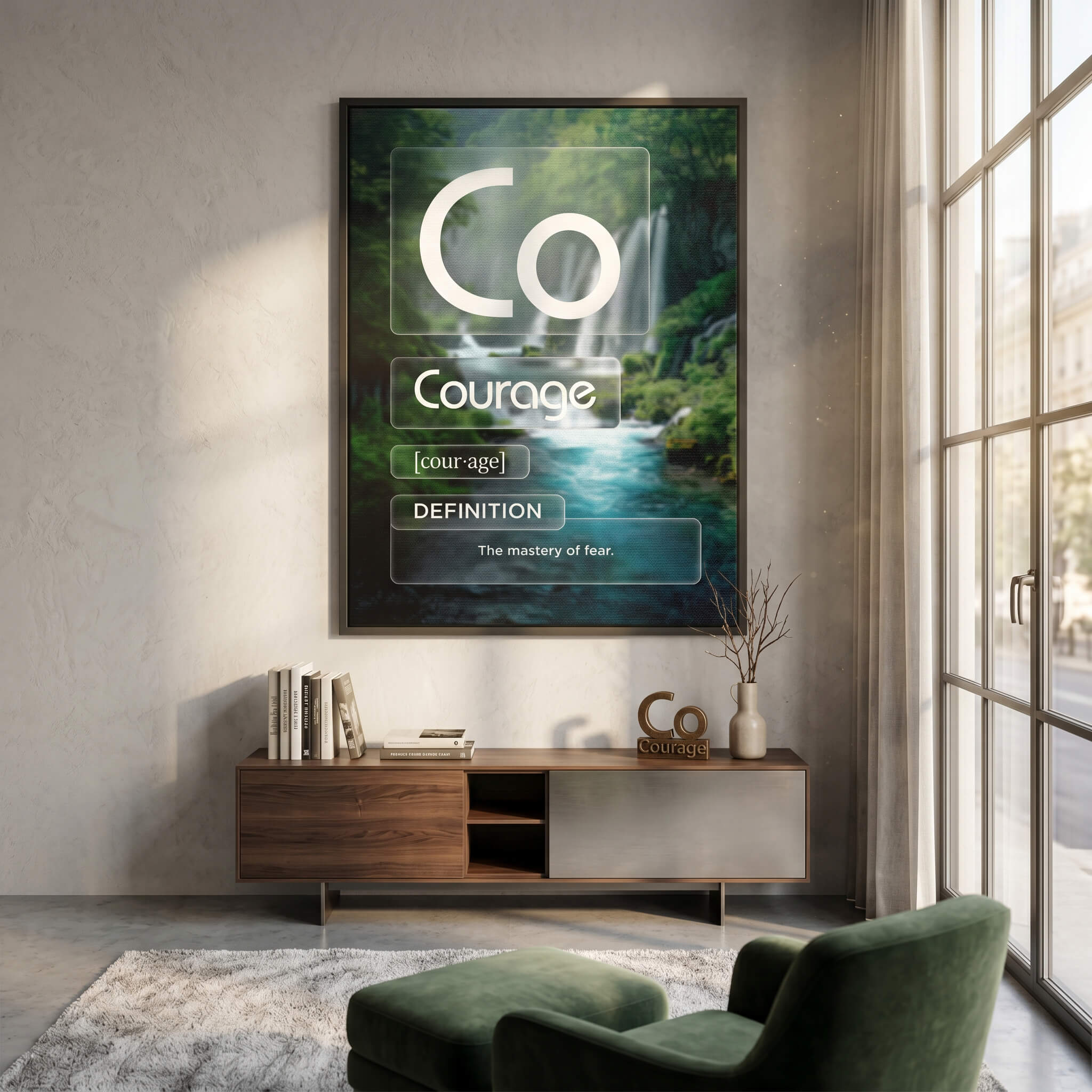 DOTCOMCANVAS® Courage (Co) Leinwandbild Version Farbig – Raum-Mockup