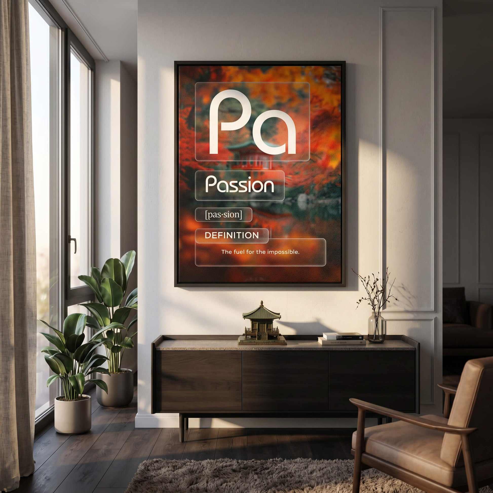 DOTCOMCANVAS® Passion (Pa) Leinwandbild Version Farbig – Raum-Mockup
