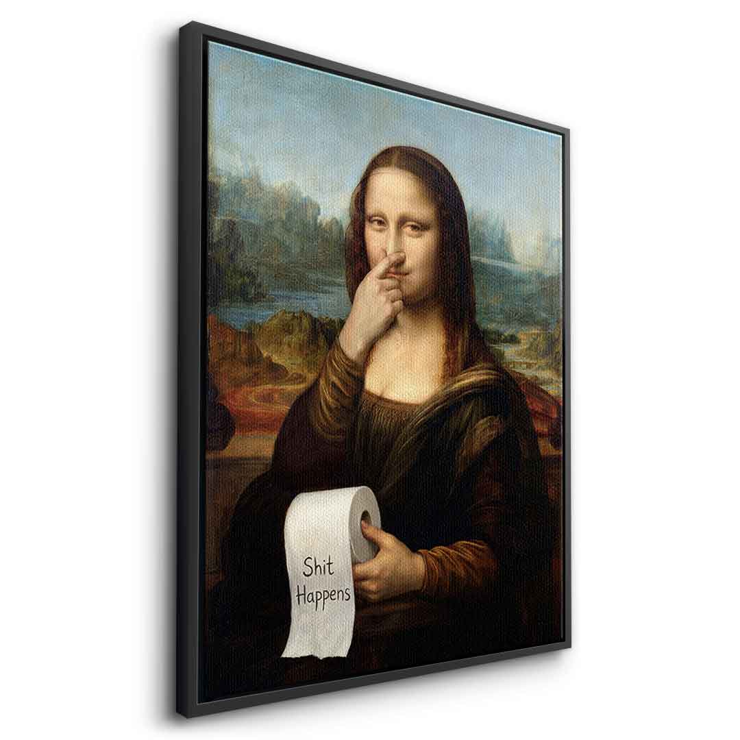 DOTCOMCANVAS Mona Lisa 1 for Toilett Leinwandbild Seitenansicht schwarzer Rahmen