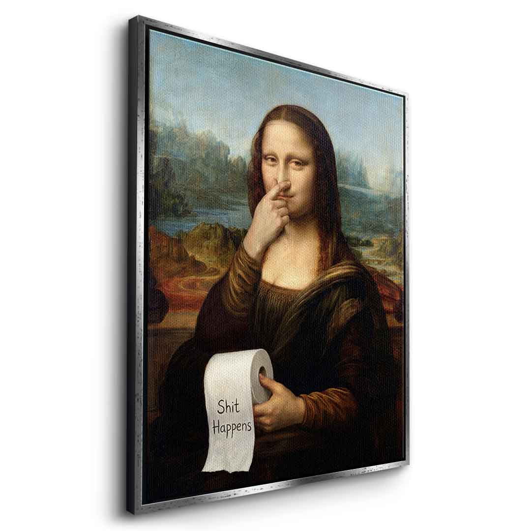 DOTCOMCANVAS Mona Lisa 1 for Toilett Leinwandbild Seitenansicht silberner Rahmen
