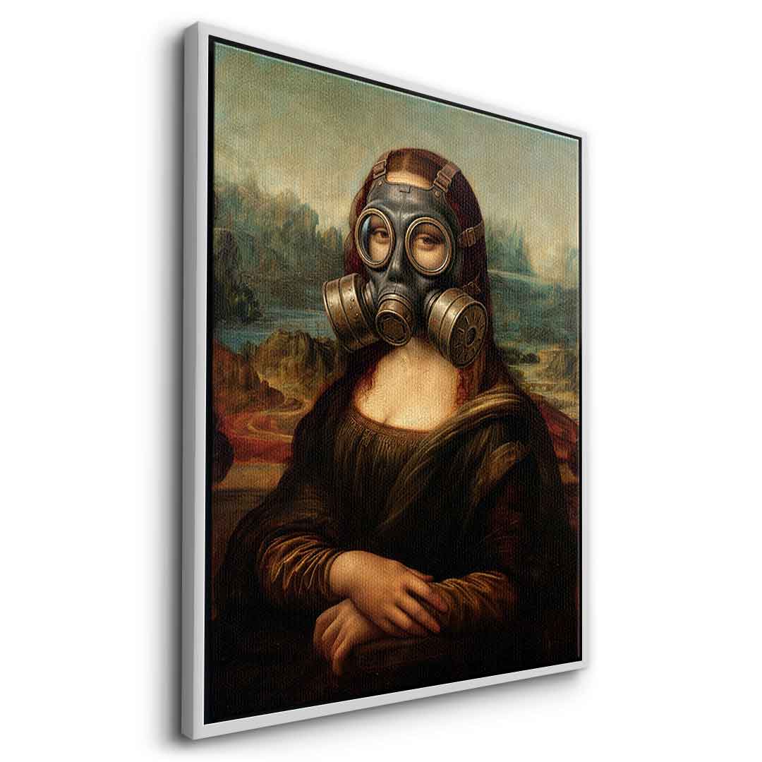 DOTCOMCANVAS Mona Lisa fürs WC 3 Leinwandbild - Seitenansicht silberner Rahmen