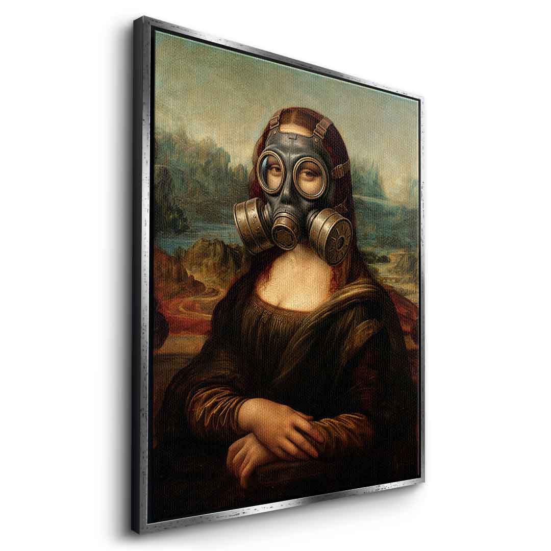 DOTCOMCANVAS Mona Lisa fürs WC 3 Leinwandbild - Seitenansicht weißer Rahmen