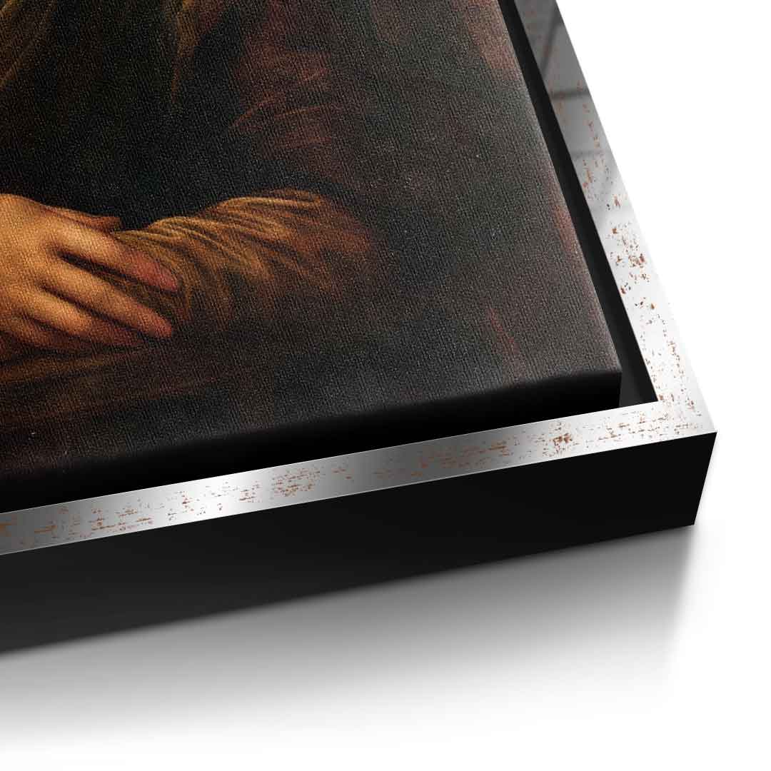 DOTCOMCANVAS Mona Lisa fürs WC 3 Leinwandbild - Detailansicht silberner Rahmen