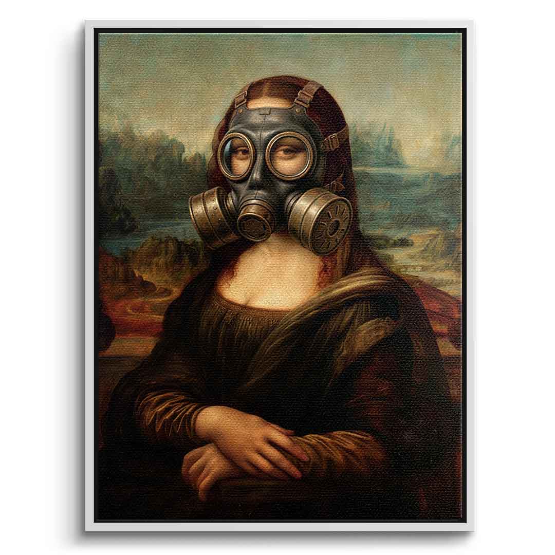 DOTCOMCANVAS Mona Lisa fürs WC 3 Leinwandbild - Vorderansicht weißer Rahmen