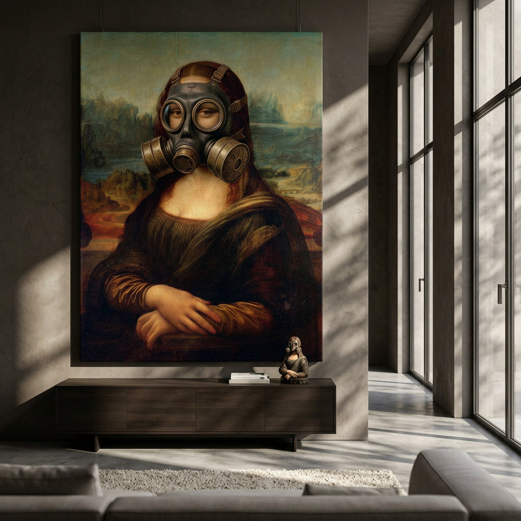 DOTCOMCANVAS Mona Lisa fürs WC 3 Leinwandbild - Raum-Mockup