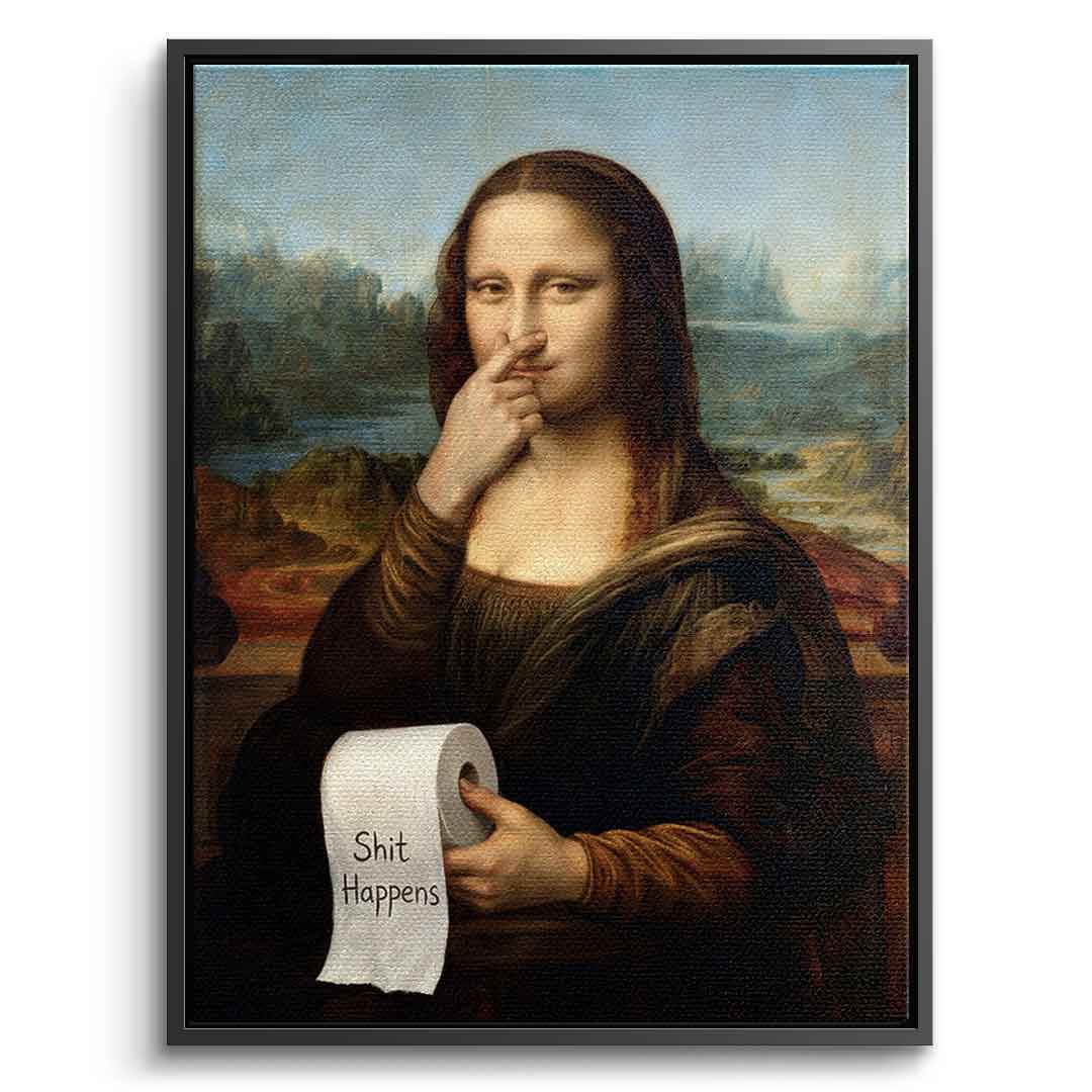 DOTCOMCANVAS Mona Lisa 1 for Toilett Leinwandbild Frontansicht schwarzer Rahmen