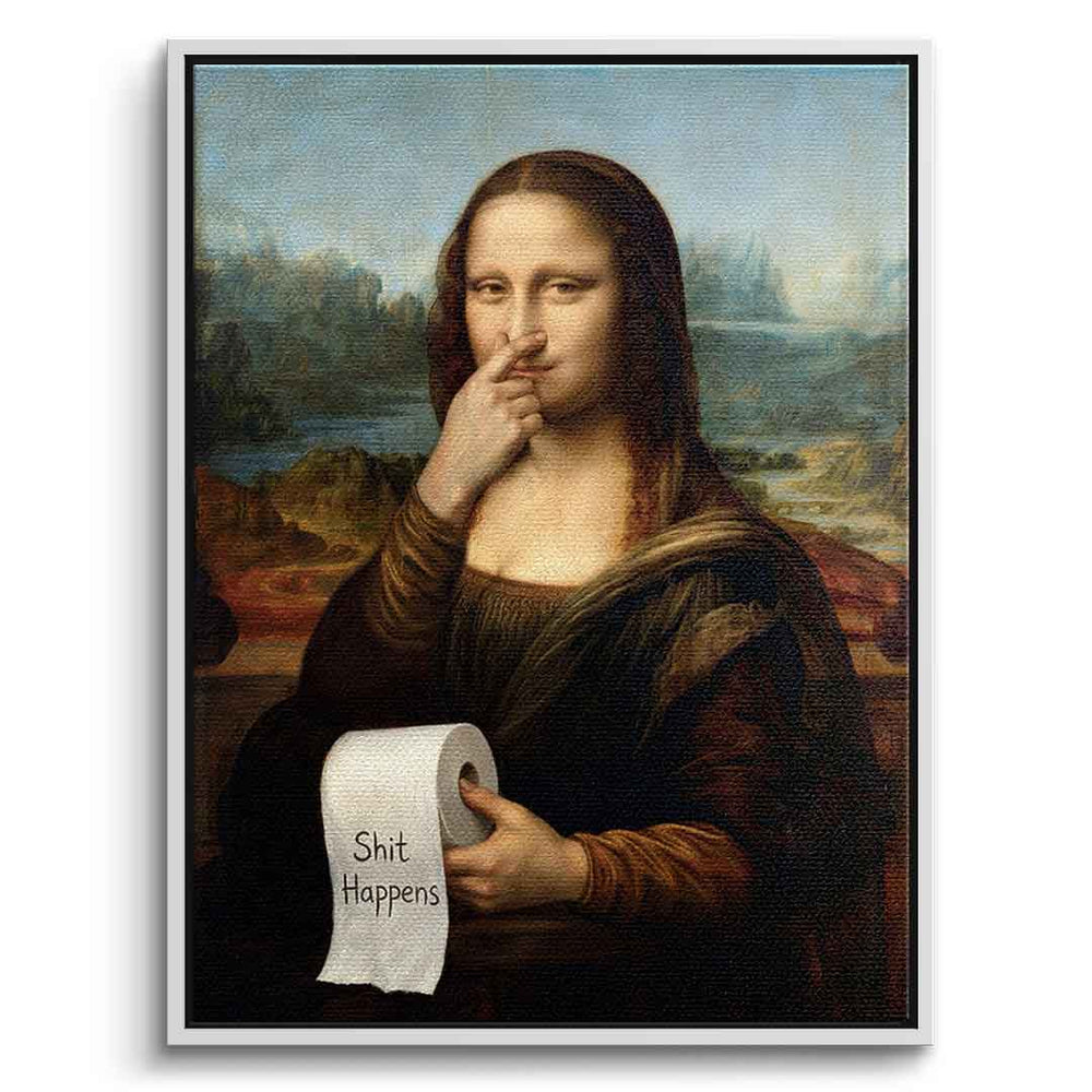 DOTCOMCANVAS Mona Lisa 1 for Toilett Leinwandbild Frontansicht weißer Rahmen