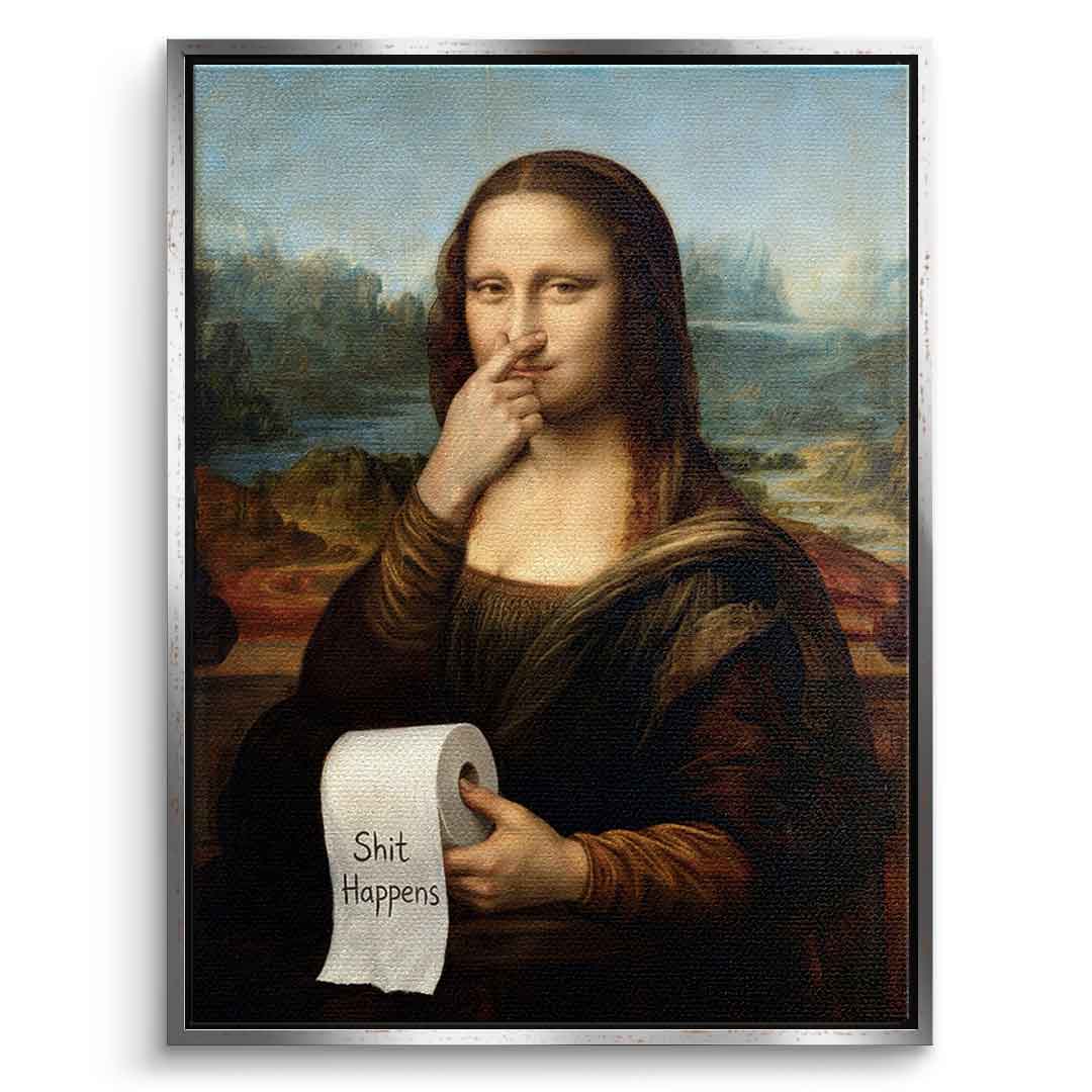 DOTCOMCANVAS Mona Lisa 1 for Toilett Leinwandbild Frontansicht silberner Rahmen