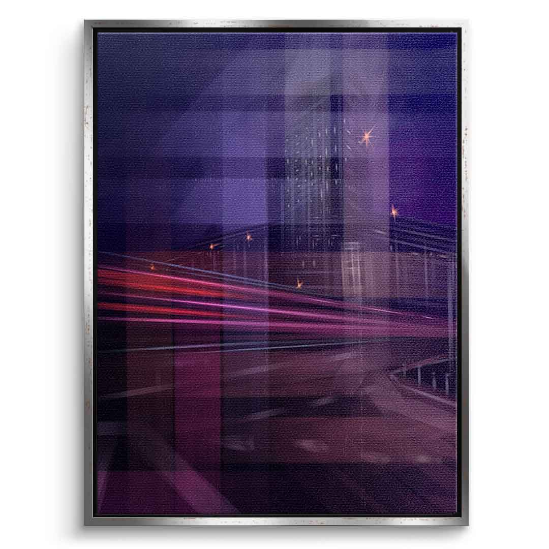 City of Dreams in Grids - Leinwandbild Silberner Rahmen
