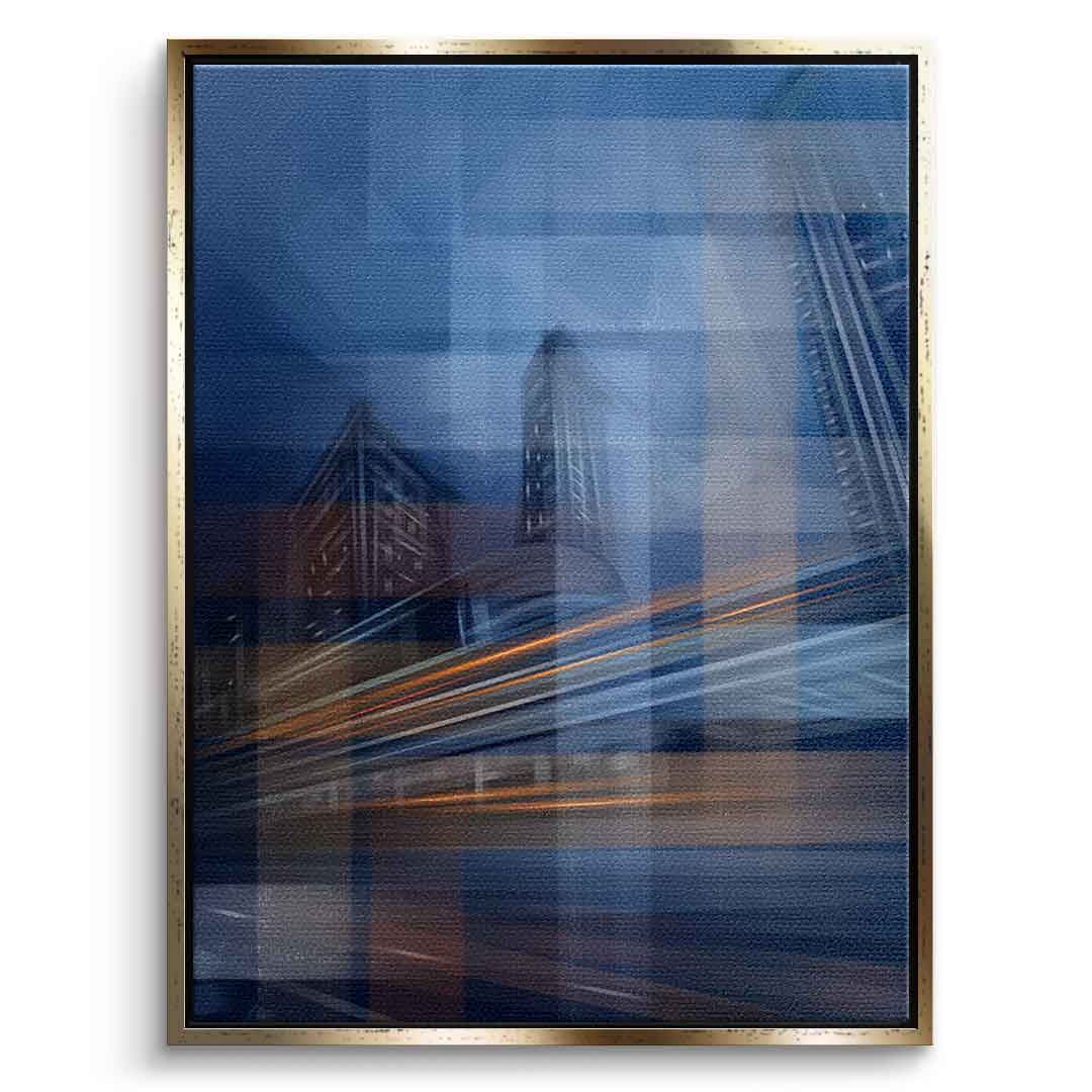 Moving City Glass - Leinwandbild Goldener Rahmen
