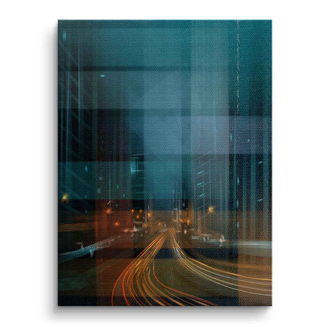 City in the Rhythm of Light Leinwandbild Vorderansicht ohne Rahmen