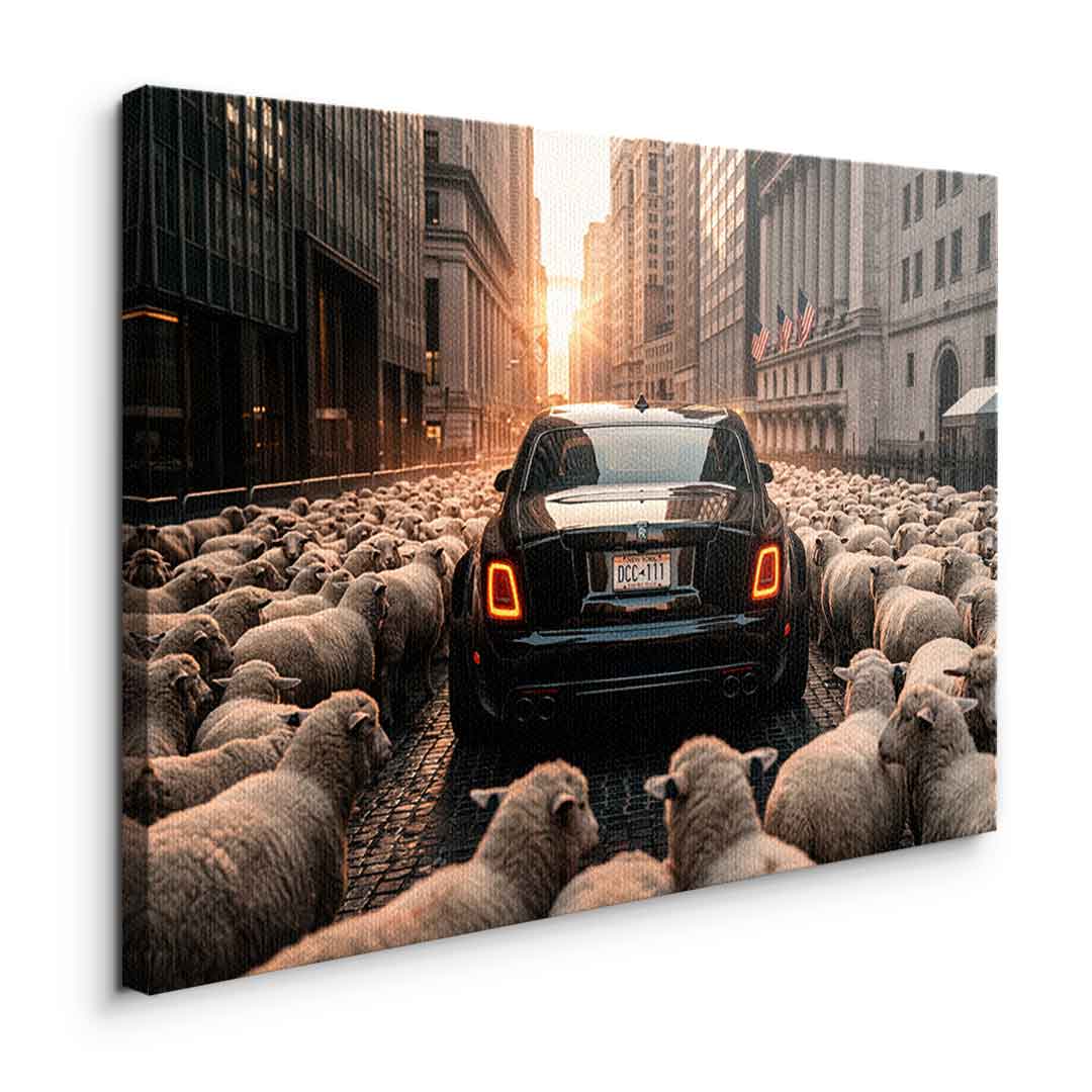 DOTCOMCANVAS Rolls Roys & Sheeps Leinwandbild Seitenansicht ohne Rahmen