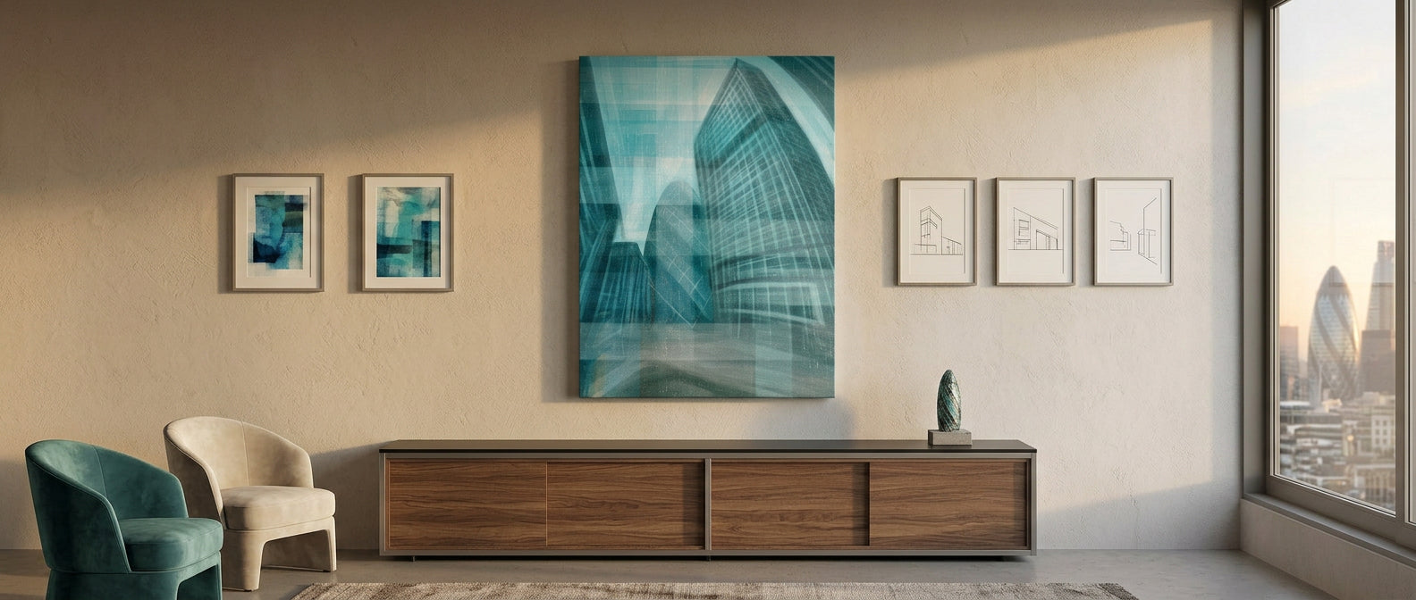 Shining City Pearl Glas - Leinwandbild Banner