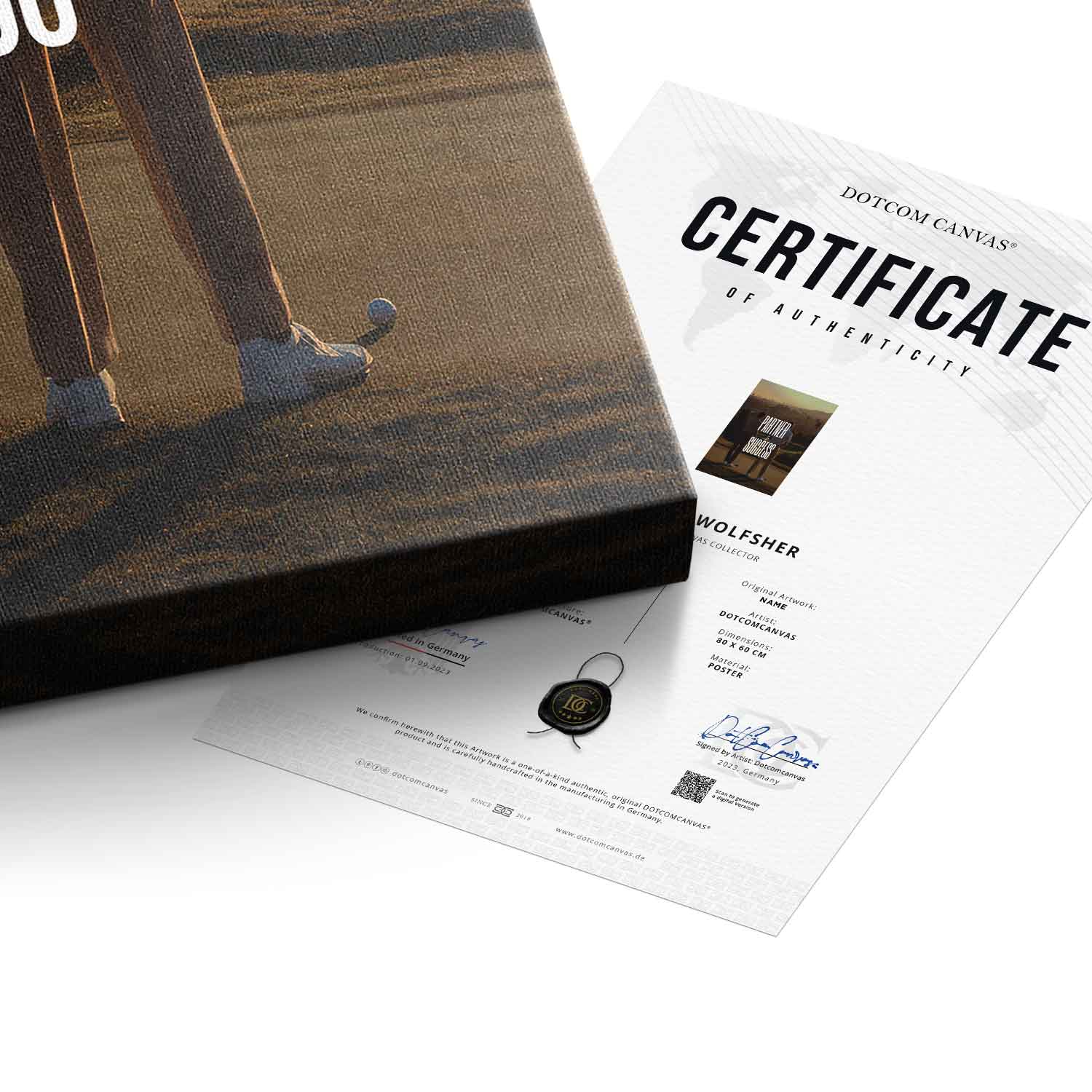 DOTCOMCANVAS Partner in Success Leinwandbild Echtheitszertifikat