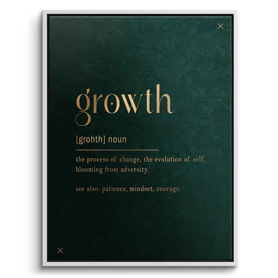 DOTCOMCANVAS Growth Leinwandbild Weißer Rahmen Frontansicht - Typografie Motiv growth