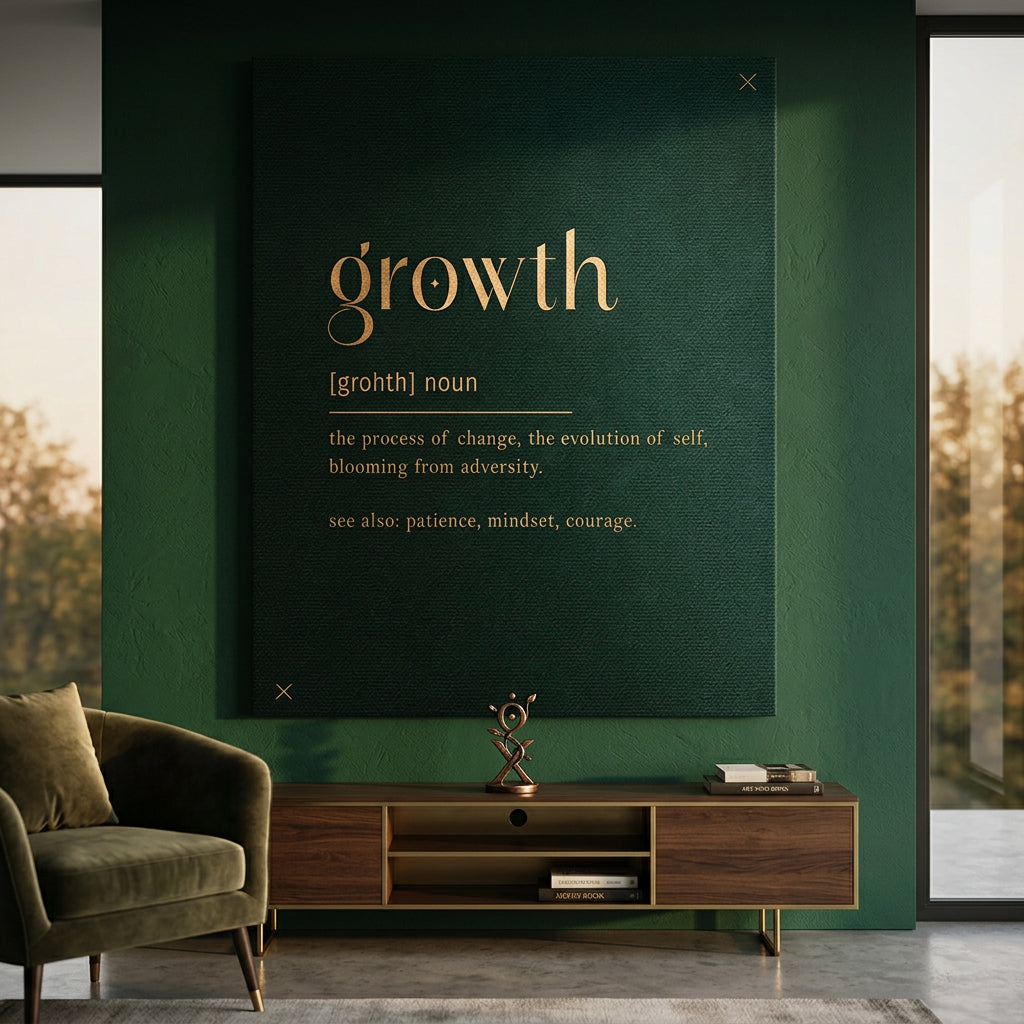 DOTCOMCANVAS Growth Leinwandbild im Raum - Typografie Wandkunst im Interieur