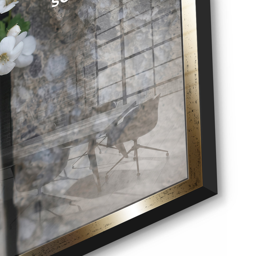 DOTCOMCANVAS Life finds a way Acrylglasbild Detailansicht goldener Rahmen