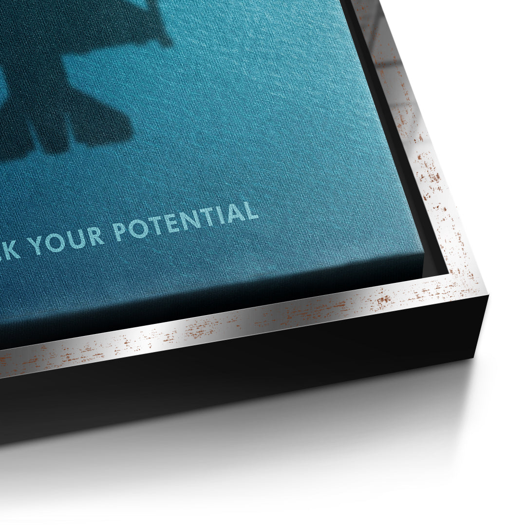 DOTCOMCANVAS Unlock Your Potential Leinwandbild Detailansicht silberner Rahmen