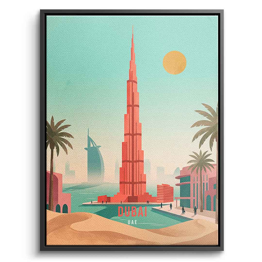 DOTCOMCANVAS Dubai Leinwandbild Vorderansicht mit schwarzem Rahmen