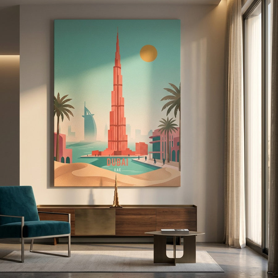 DOTCOMCANVAS Dubai Leinwandbild im Raum Beispiel