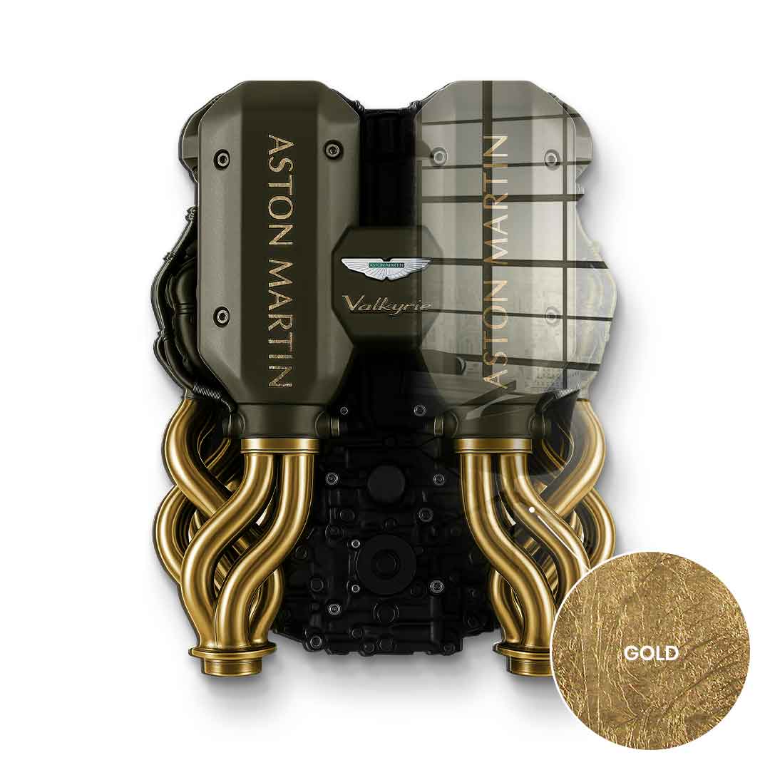 DOTCOMCANVAS 24K Feingold Bild Wandskulptur Aston Martin Engine - 24K Feingold