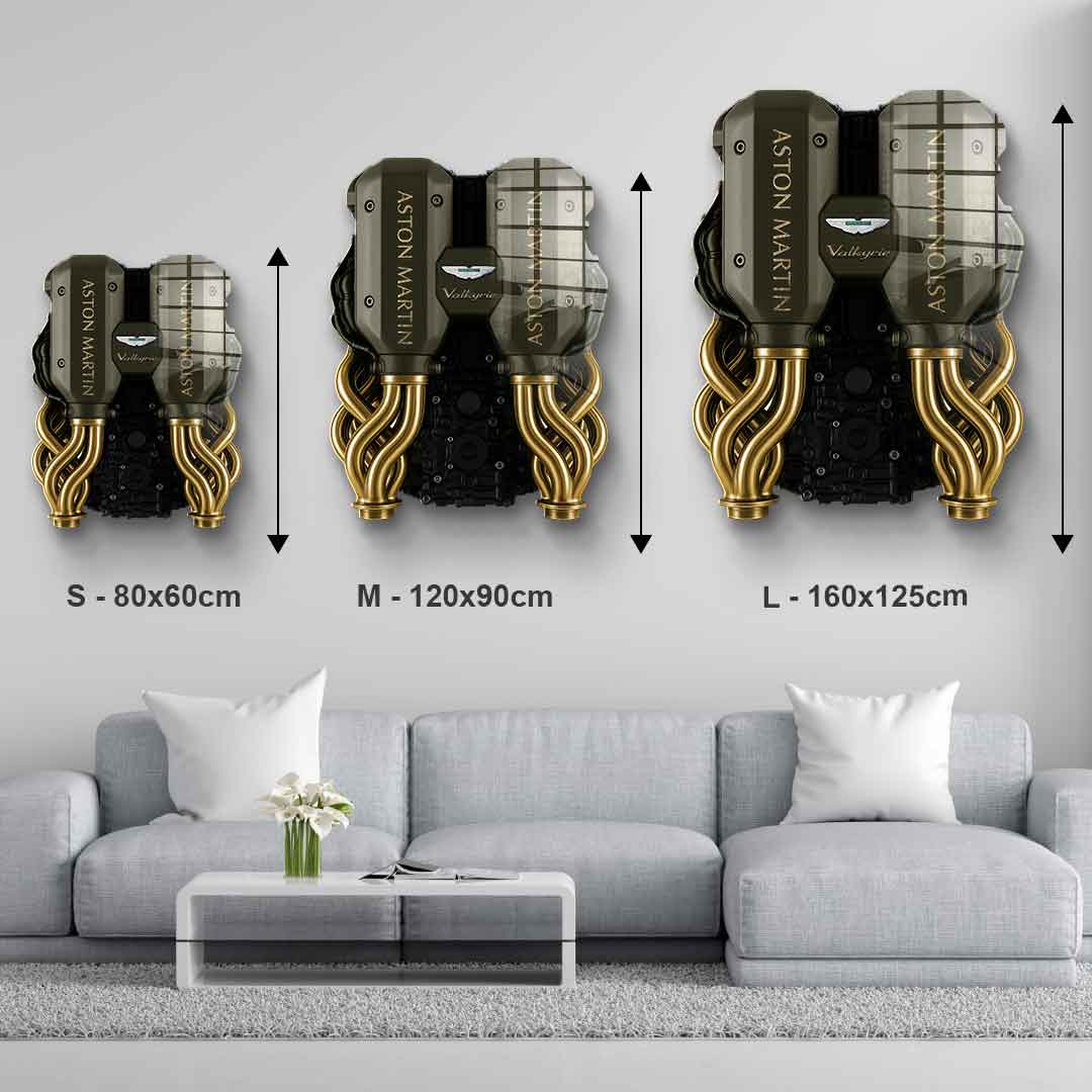 DOTCOMCANVAS 24K Feingold Bild Wandskulptur Aston Martin Engine - 24K Feingold
