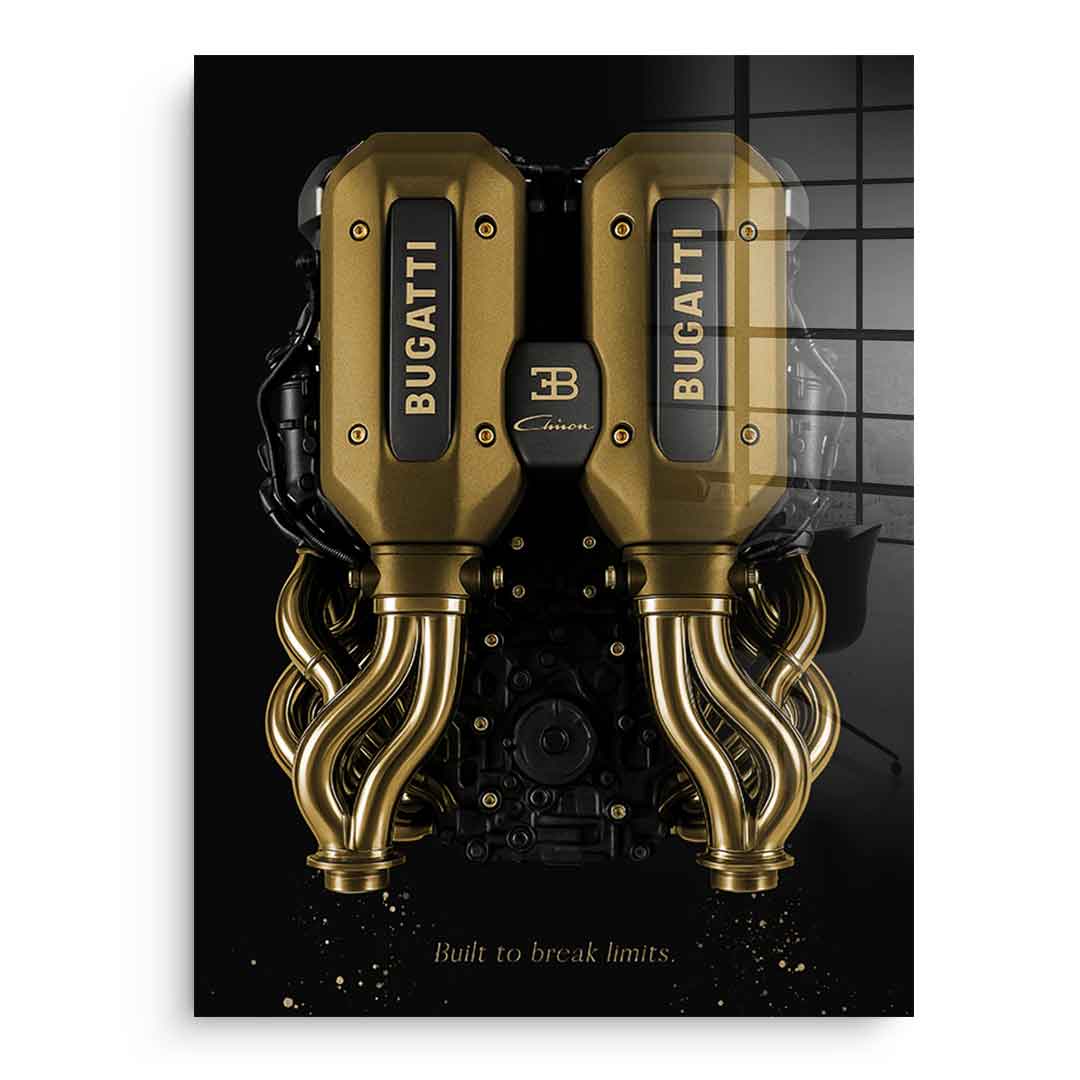 DOTCOMCANVAS 24K Feingold Bild Bugatti Engine - 24K Feingold