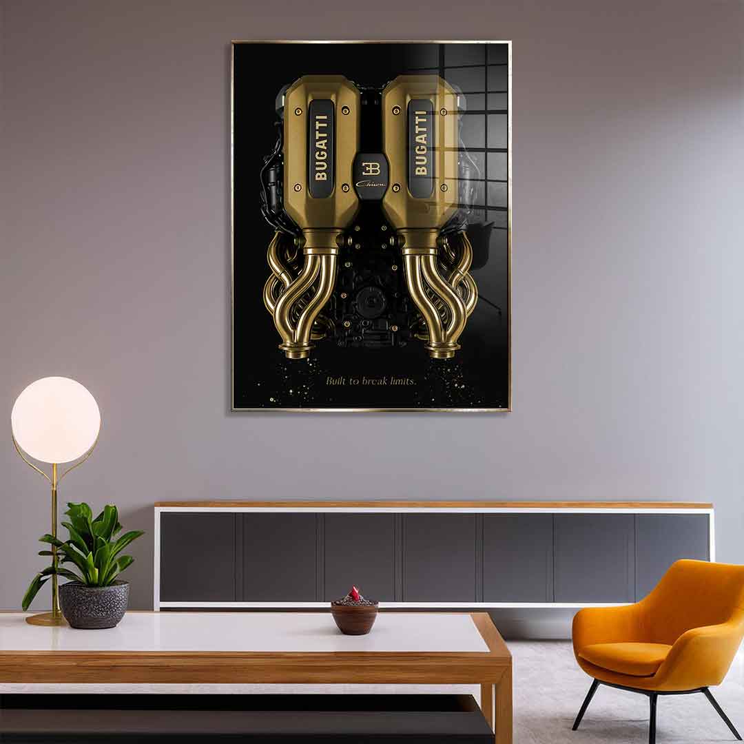 DOTCOMCANVAS 24K Feingold Bild Bugatti Engine - 24K Feingold