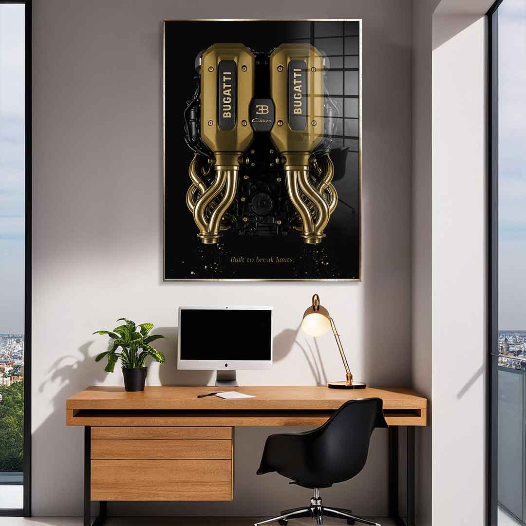 DOTCOMCANVAS 24K Feingold Bild Bugatti Engine - 24K Feingold
