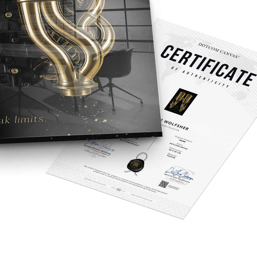 DOTCOMCANVAS 24K Feingold Bild Bugatti Engine - 24K Feingold