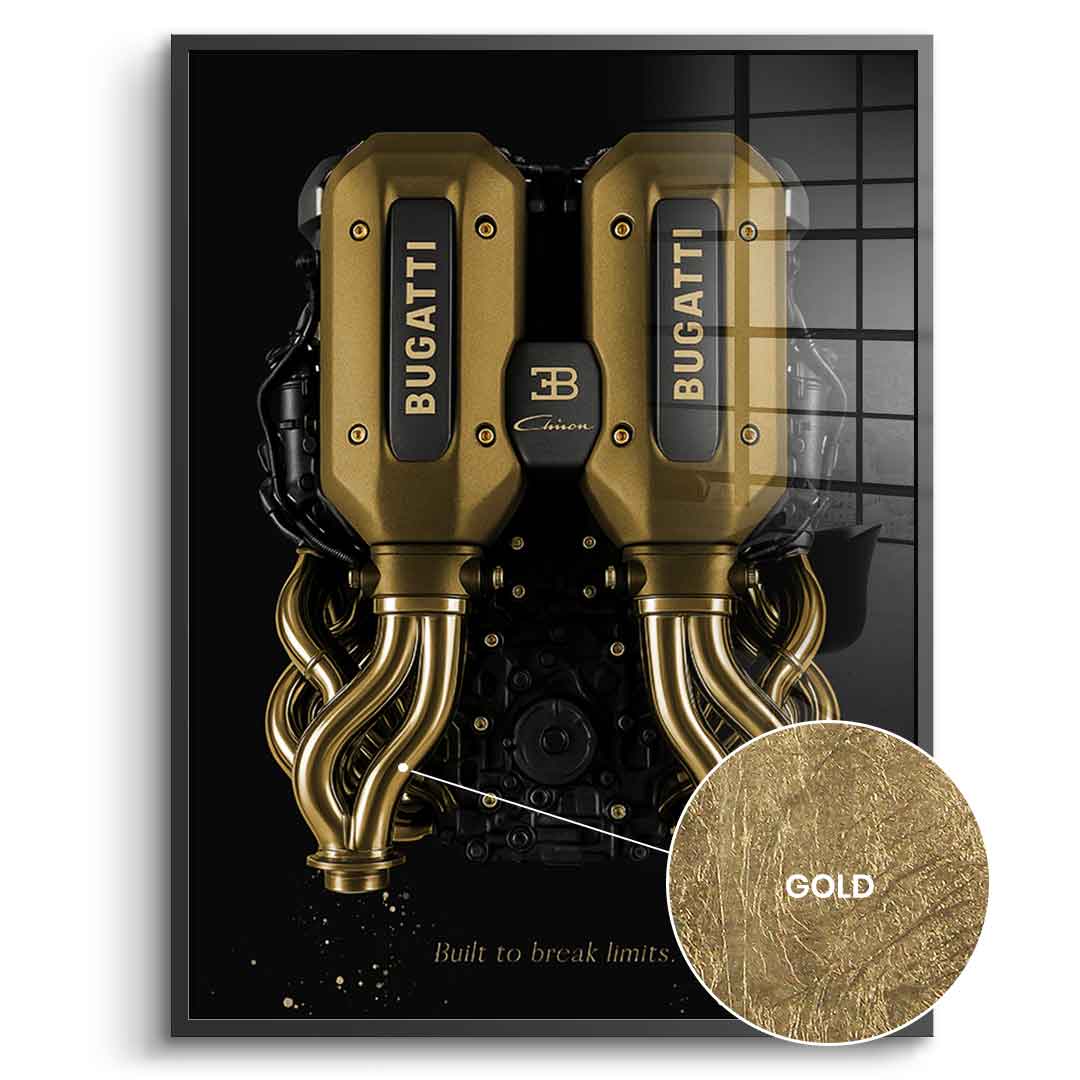 DOTCOMCANVAS 24K Feingold Bild Bugatti Engine - 24K Feingold