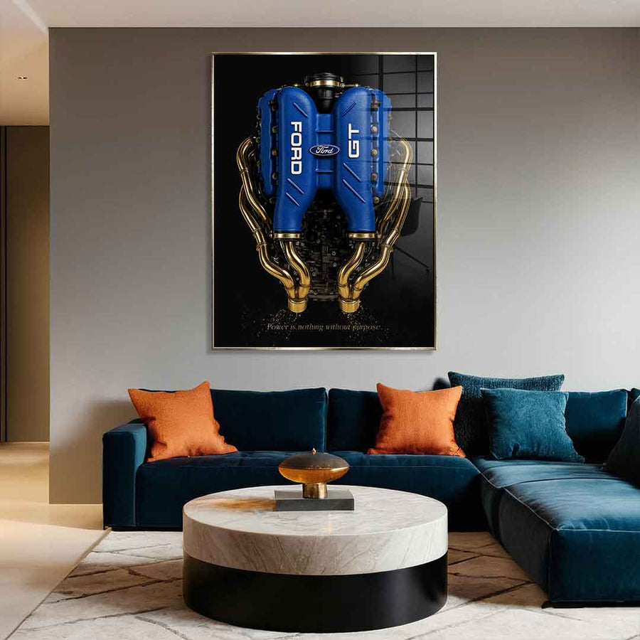 DOTCOMCANVAS 24K Feingold Bild Ford GT Engine - 24K Feingold