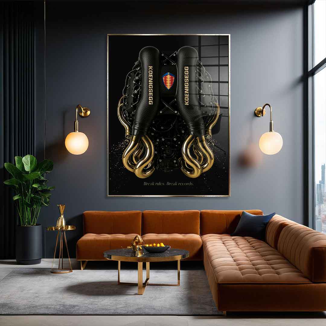 DOTCOMCANVAS 24K Feingold Bild Koenigsegg Engine - 24K Feingold