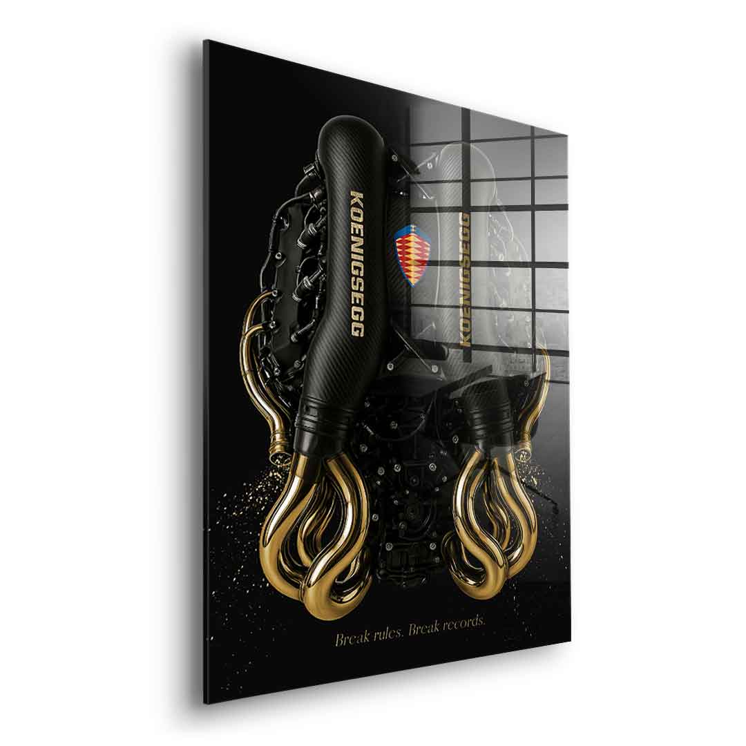 DOTCOMCANVAS 24K Feingold Bild Koenigsegg Engine - 24K Feingold
