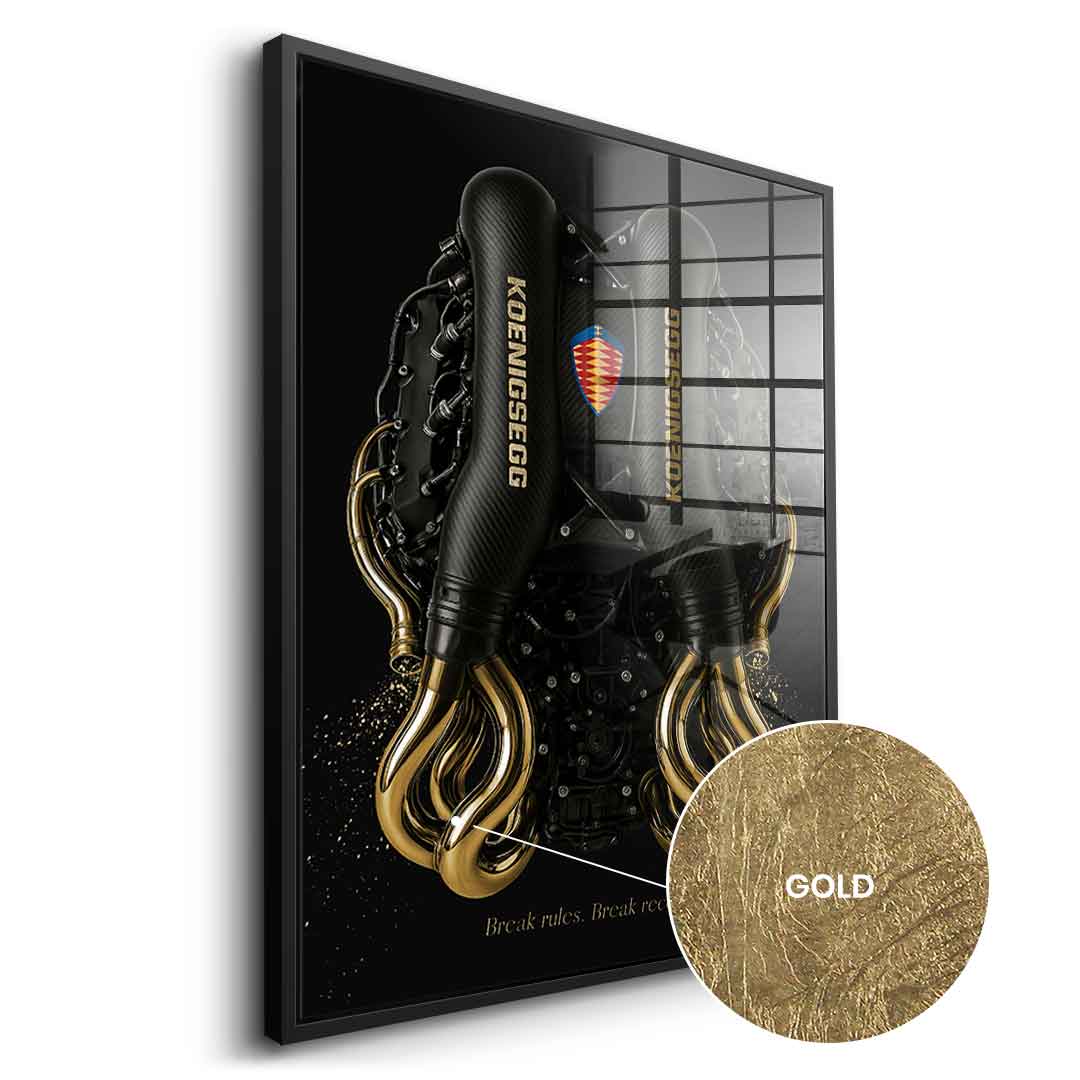 DOTCOMCANVAS 24K Feingold Bild Koenigsegg Engine - 24K Feingold