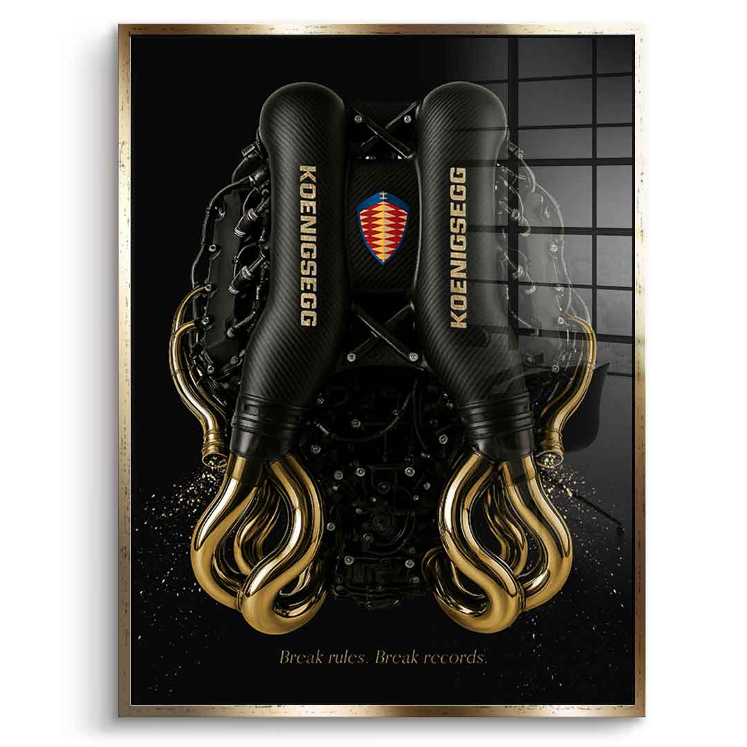 DOTCOMCANVAS 24K Feingold Bild Koenigsegg Engine - 24K Feingold
