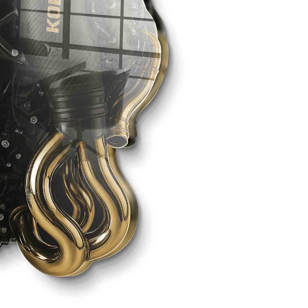 DOTCOMCANVAS 24K Feingold Bild Wandskulptur Koenigsegg Engine - 24K Feingold
