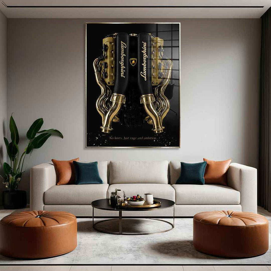 DOTCOMCANVAS 24K Feingold Bild Lamborghini Engine - 24K Feingold