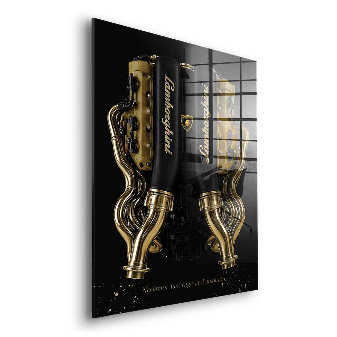 DOTCOMCANVAS 24K Feingold Bild Lamborghini Engine - 24K Feingold