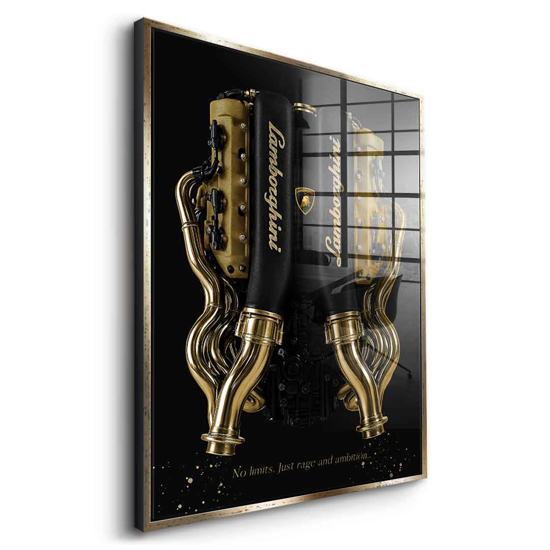 DOTCOMCANVAS 24K Feingold Bild Lamborghini Engine - 24K Feingold