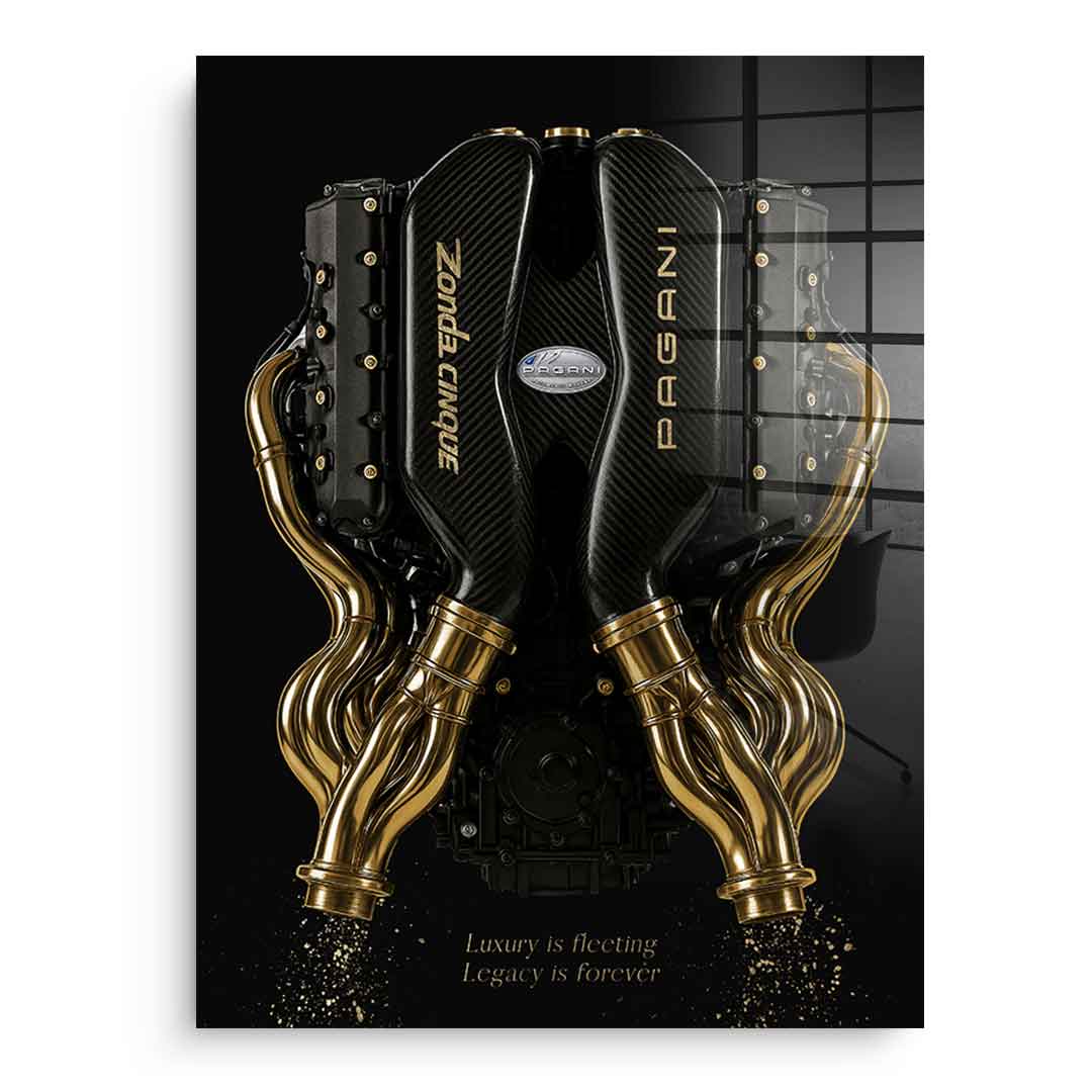 DOTCOMCANVAS 24K Feingold Bild Pagani Engine - 24K Feingold