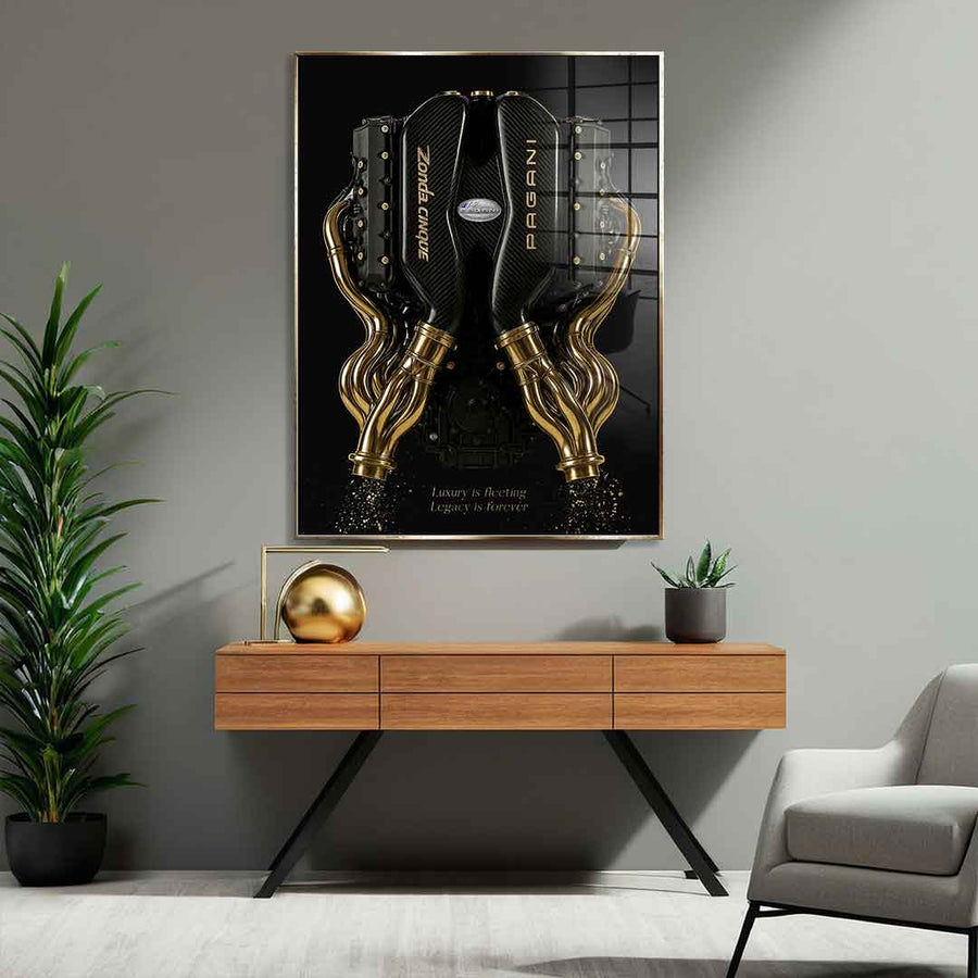 DOTCOMCANVAS 24K Feingold Bild Pagani Engine - 24K Feingold