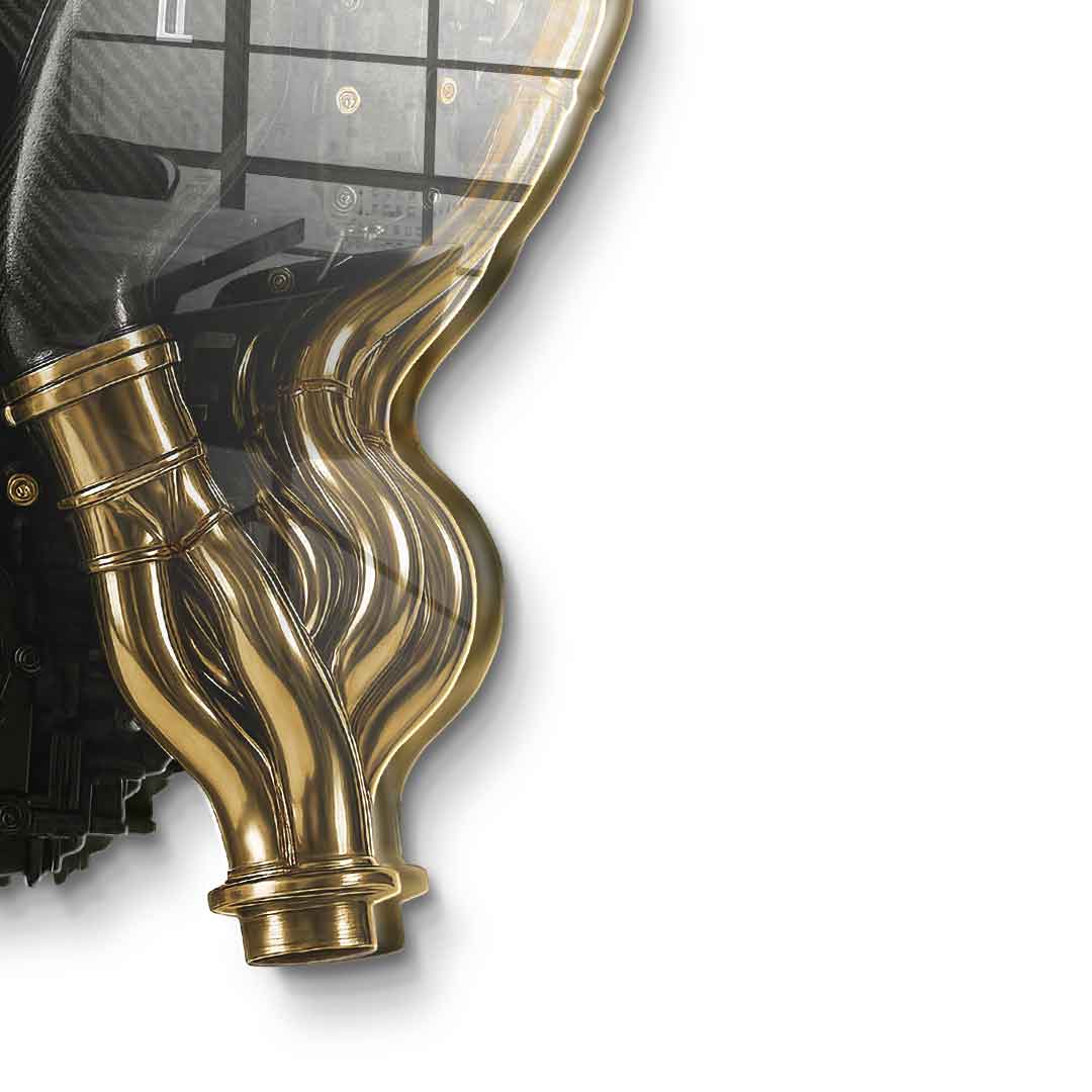 DOTCOMCANVAS 24K Feingold Bild Wandskulptur Pagani Engine - 24K Feingold