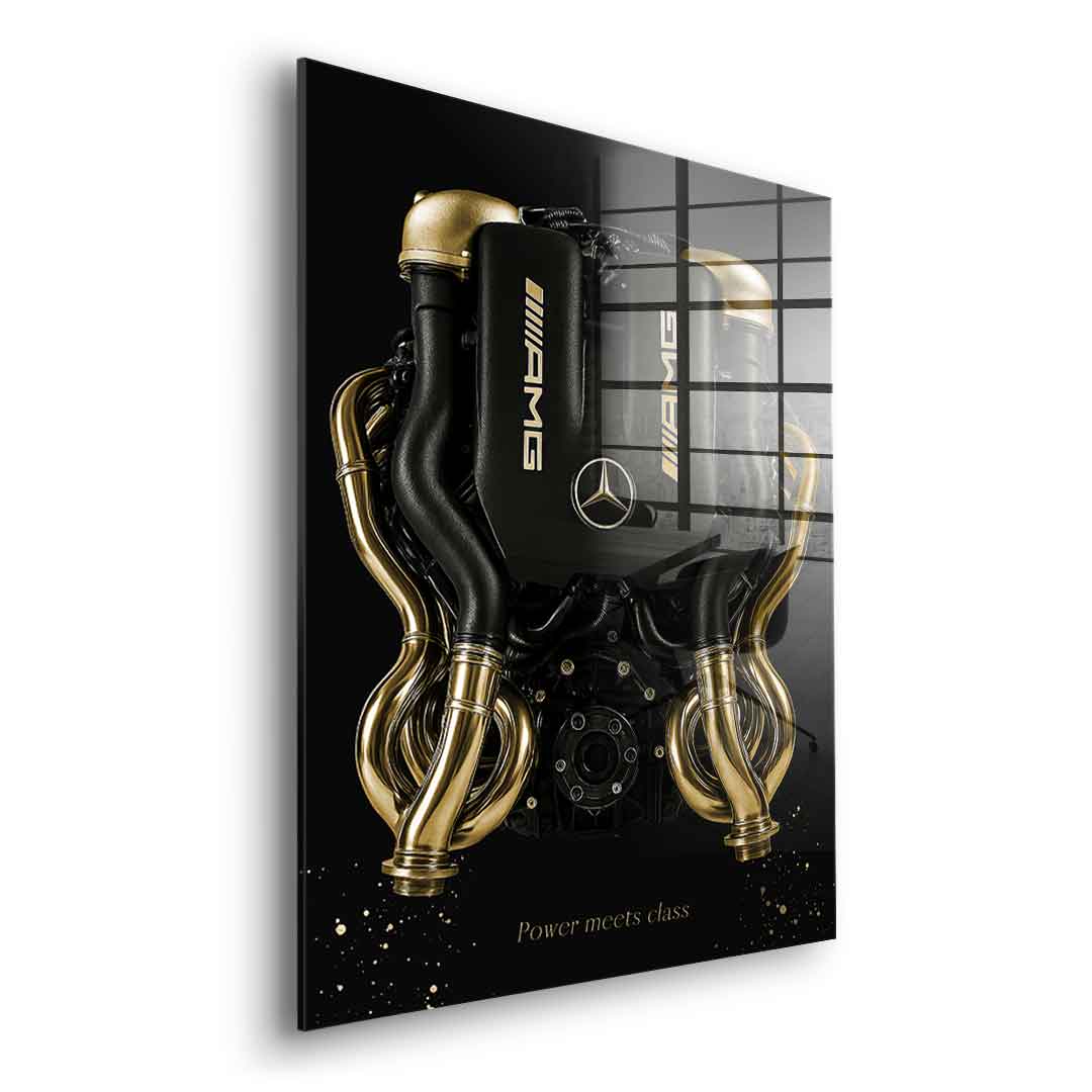 DOTCOMCANVAS 24K Feingold Bild Mercedes V8 Engine - 24K Feingold